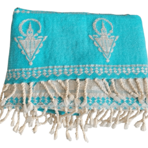 Sky blue fouta with silver thread embroidery