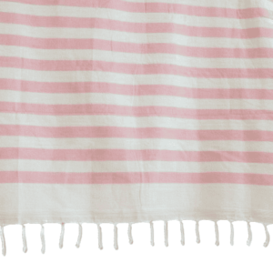 Fouta ecru and pink