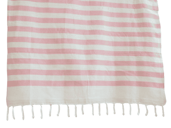 Fouta ecru and pink